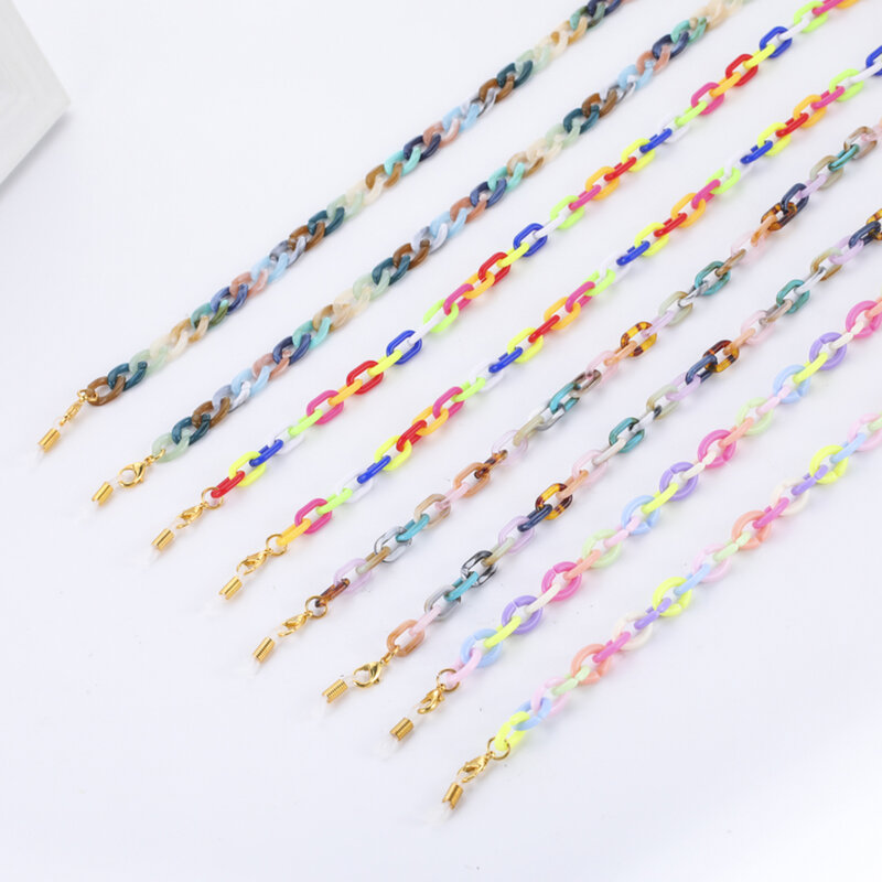 Teamer-Cadena de gafas acrílicas para mujer, cadena de gafas de sol de colores variados, antideslizante, para lectura, accesorios, soporte para máscara, collar de cuerdas