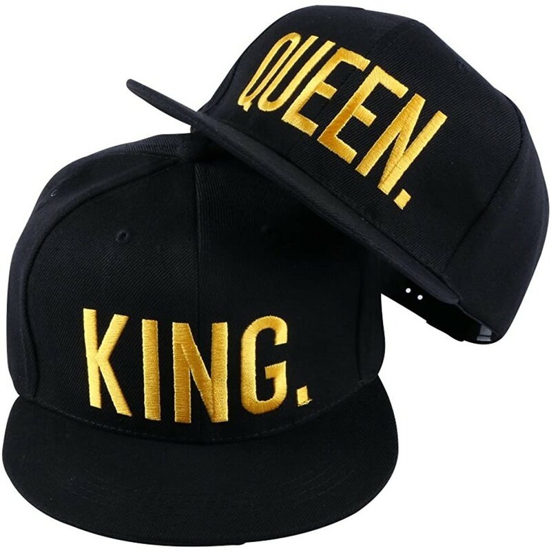 Chapeaux de baseball brodés 3D King and Queen, casquettes Snapback pour couples, style hip hop, chapeaux à bec plat, taille réglable