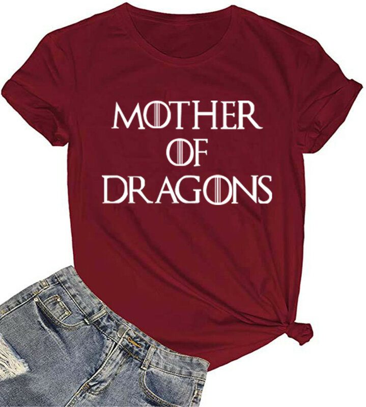 MOTHER OF DRAGONS 레터 프린트 여성 티셔츠, O-넥 반팔 캐주얼 티셔츠, 하라주쿠 여름 여성 티셔츠