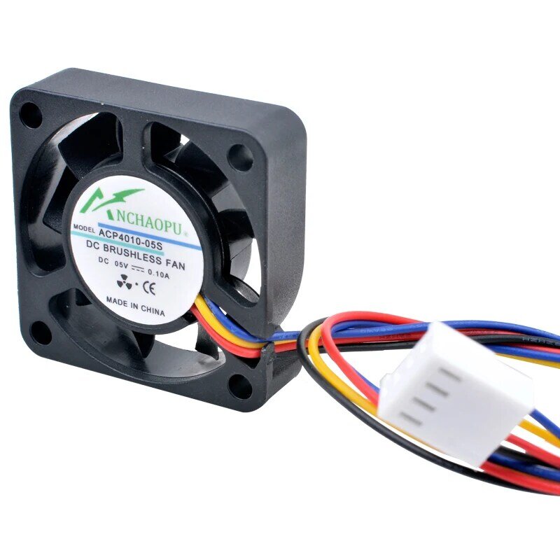ANCHAOPU-ventilador de refrigeración para Raspberry Pi, 4cm, 40mm, 40x40x10mm, DC5V, 0.10A, 4 líneas, 4 pines, PWM, control de velocidad