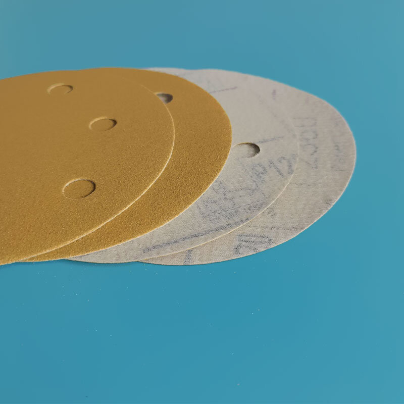 100Pcs 5 "125มม.6หลุมกระดาษทรายรอบรูปร่าง Sanding Disc Hook Loop Sanding Paper Buffing แผ่นกระดาษทราย sander Polishing Pad