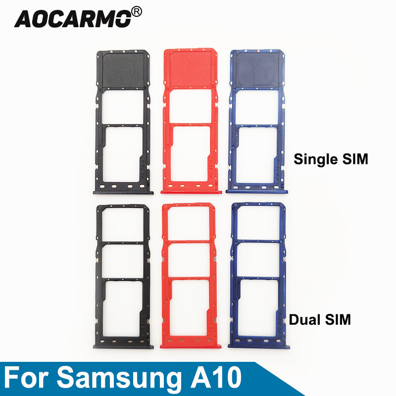 Aocarmo-Soporte de tarjeta Sim Dual y única, ranura de bandeja de tarjeta Nano Sim, pieza de repuesto para Samsung Galaxy A10