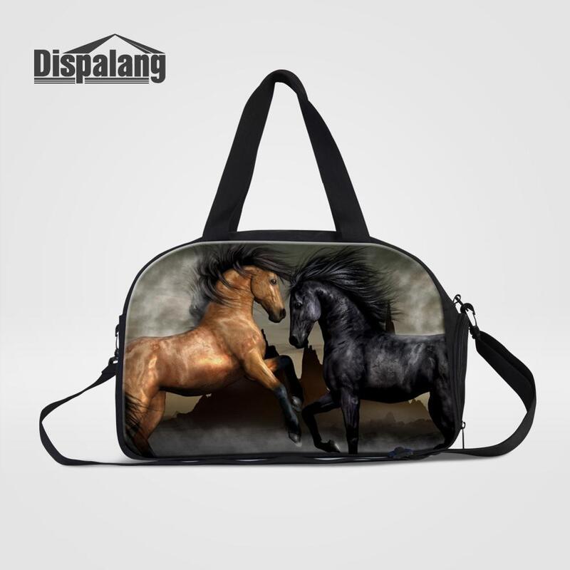 Dispalang – sac à main personnalisé pour hommes, sac de voyage, polochon, Animal cheval imprimé, fourre-tout de voyage en toile pour femmes, sacoche de voyage