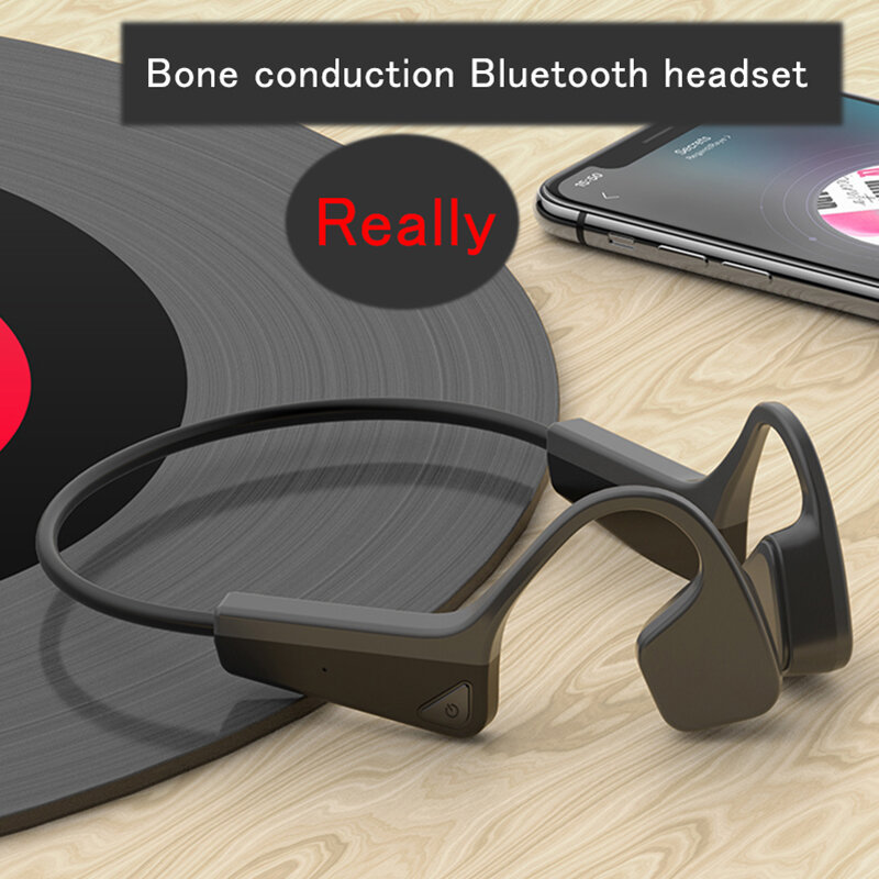 Fones de ouvido wireless de condução óssea, fone auricular esportivo ip56 com bluetooth 5.0, headset estéreo handsfree com microfone para corrida