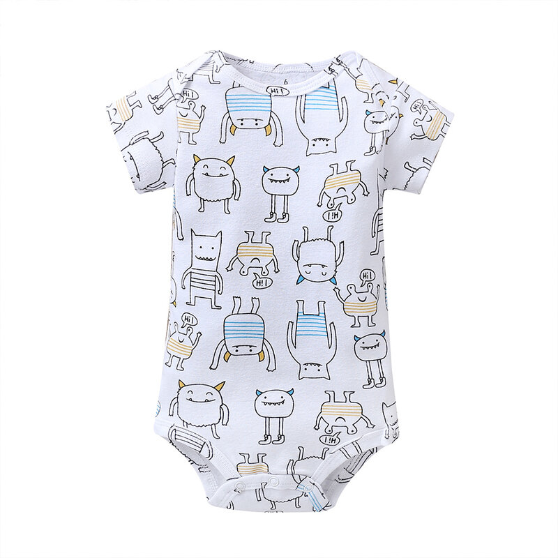 Детское боди с мультяшным монстром, Одежда для новорожденных мальчиков и девочек, комбинезон с коротким рукавом, хлопковая одежда Unsisex 2021 5 шт./компл.