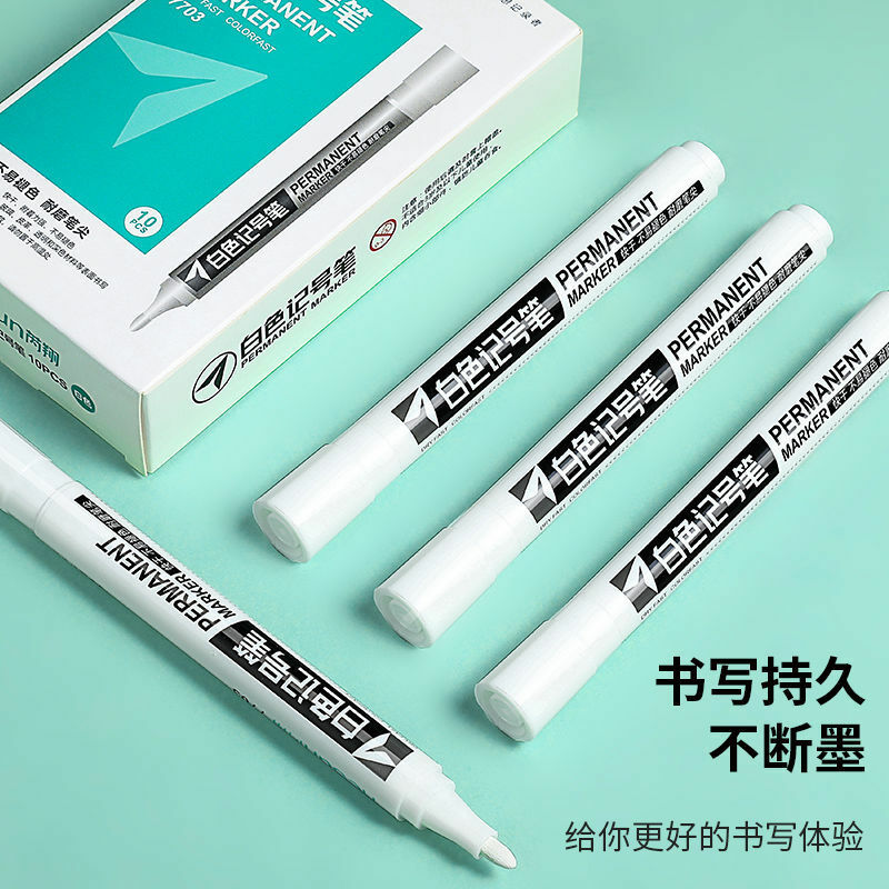 5Pcs Wit Waterdichte Rubber Permanente Verf Marker Pen Autoband Loopvlak Milieu Band Schilderen Graffti Pen