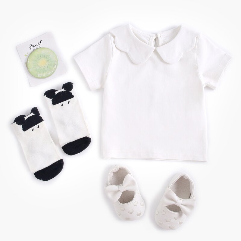 Sanlutoz-女の赤ちゃんのための柔らかい綿のTシャツ,白い服,幼児のためのカジュアルな服