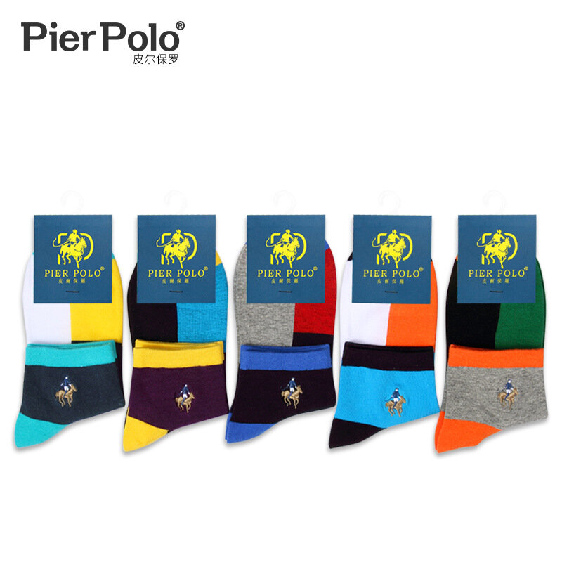 Marca pier polo meias de verão, masculinas, de alta qualidade, moda casual, meias curtas de algodão, homem, bordado, meias de tornozelo engraçadas, 5 modos