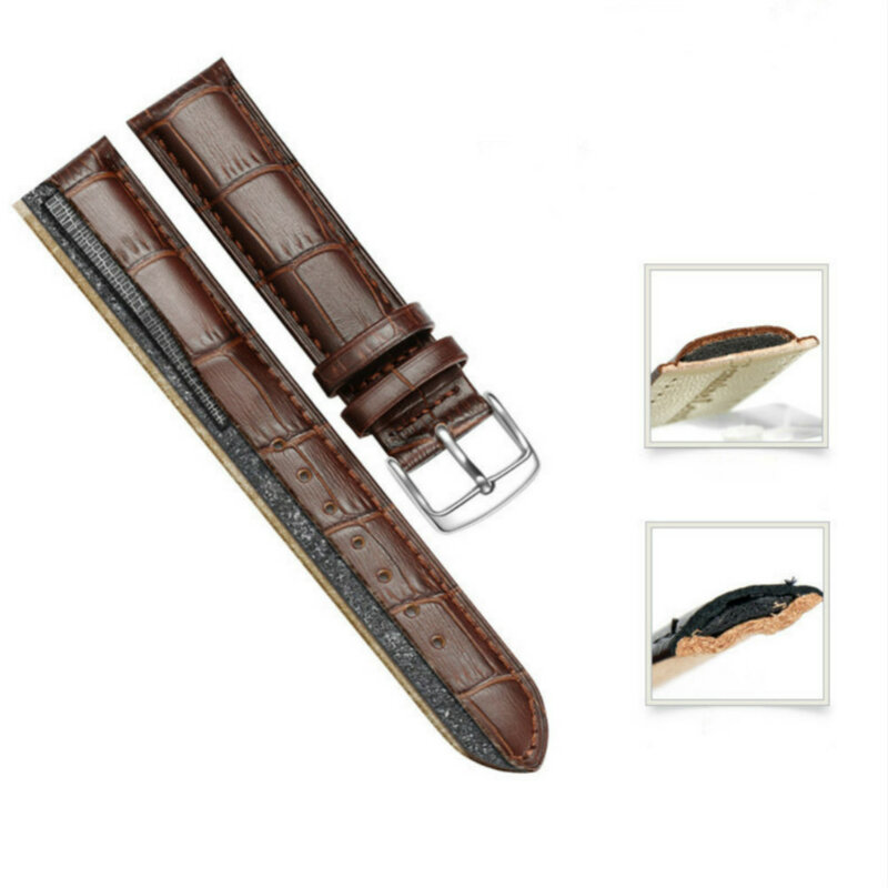 2020 Fashion Leather Strap Replacement Leather Watchband with Silver Rosegold Gold Buckle Brown Watch Band