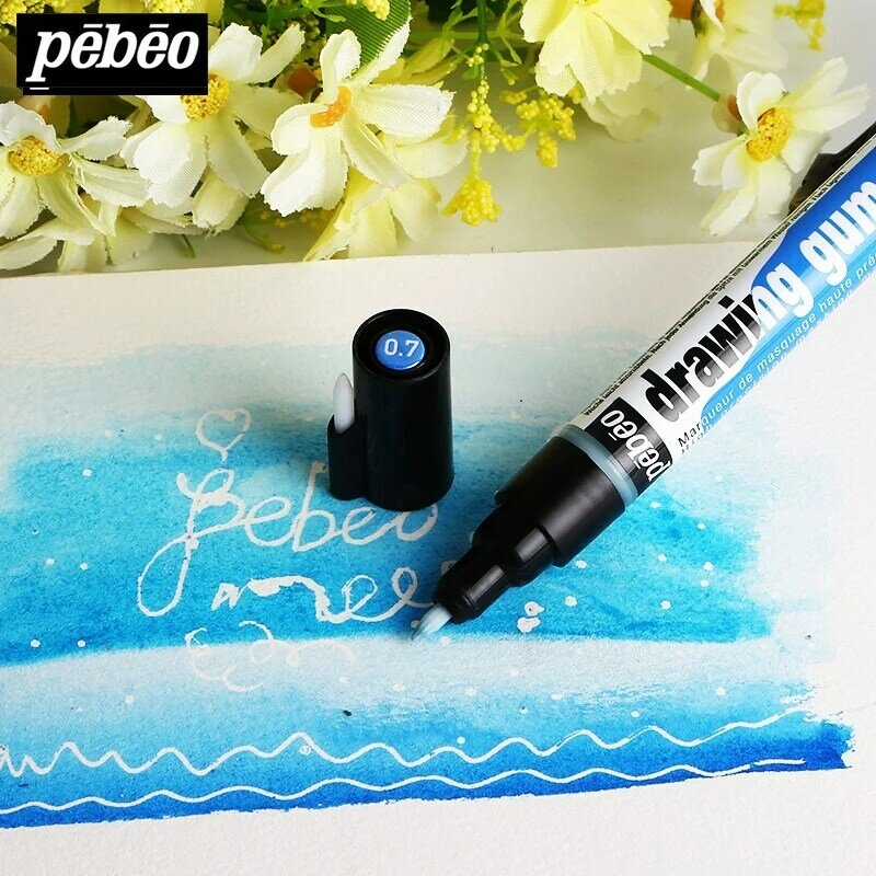 Pebeo akwarela płyn pokrywający pusty Marker 0.7/4mm pozostawiając biały długopis rysunek guma suplement płyn 45ml blokowanie płynnej gumy