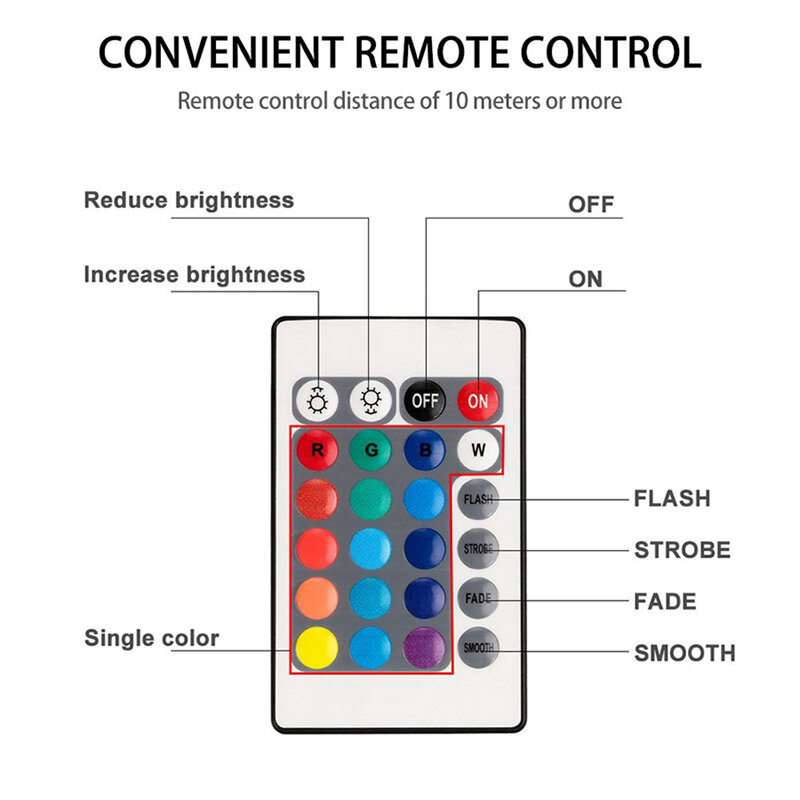 LED24 مفتاح التحكم عن بعد سبعة لون 10 ضوء الغوص ضوء انبعاث لعبة الأسماك حوض الاستحمام ضوء استحمام الطفل المشهد زهرية ضوء