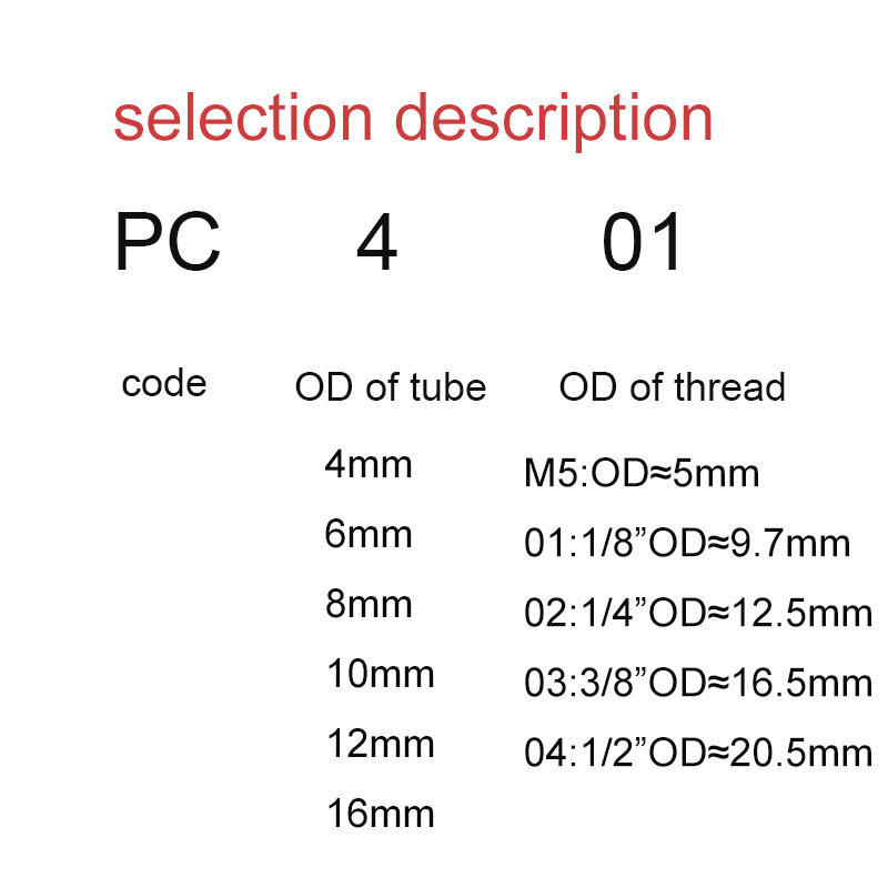 Conector de aire de ajuste neumático, accesorio de tubo de manguera de 8MM y 5mm, Conector recto a través de conectores rápidos, rosca macho, 100 PC8-M5