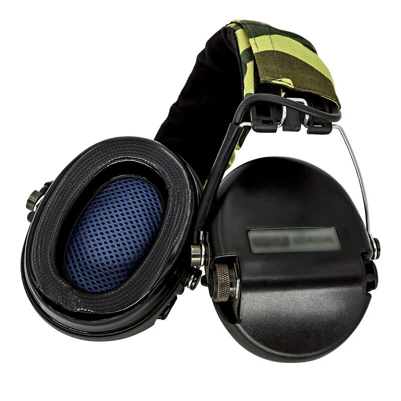 MSasordinノイズキャンセル保護戦術ヘッドフォン (bk)-カモフラージュキャンバスヘッドバンドシリコンイヤーマフ