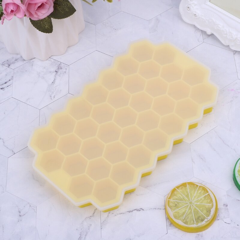 Mini cubo de hielo de panal de abeja de 37 rejillas, molde de bandeja de silicona de cavidad ecológica, envío directo