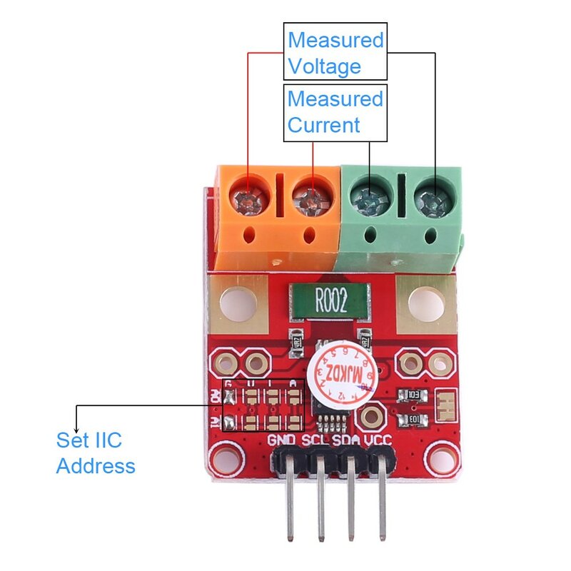 INA226 Módulo Sensor de Monitoramento de Tensão Atual para Arduino, IIC, I2C Interface, Bi-Direcional, Zero-Drift, Breakout Board, DC2.7-5.5