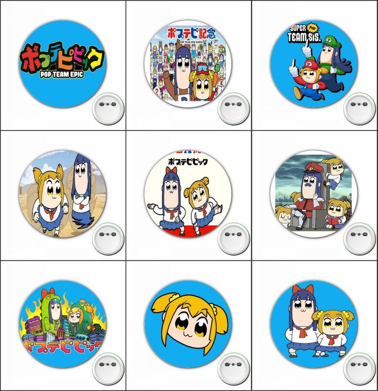 3 stücke Cartoon Pop Team epische Cosplay Abzeichen Anime Brosche Pins für Rucksäcke Taschen Abzeichen Knopf Kleidung Zubehör