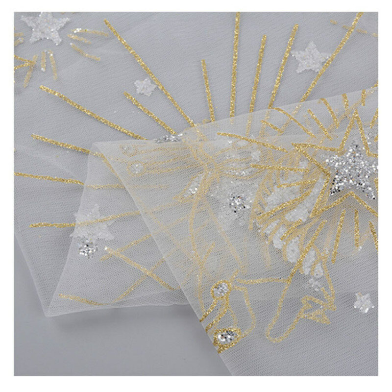 Tela de malla hexagonal de lentejuelas doradas tela de Nylon textil acolchado DIY artesanía costura vestido fiesta decoración tela fiesta de navidad