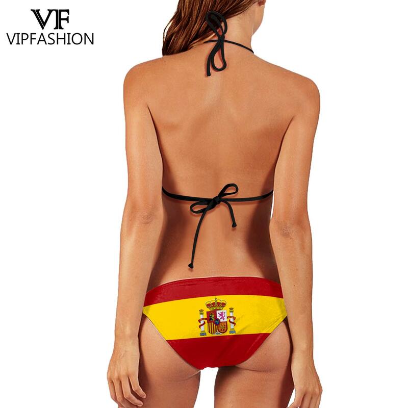VIP FASHION 2024 Bikini Mujer Swimwear Women Swimsuit Swimwear 3D Spain Flag Printed Bikini Set Summer Beachwear Bathing suits