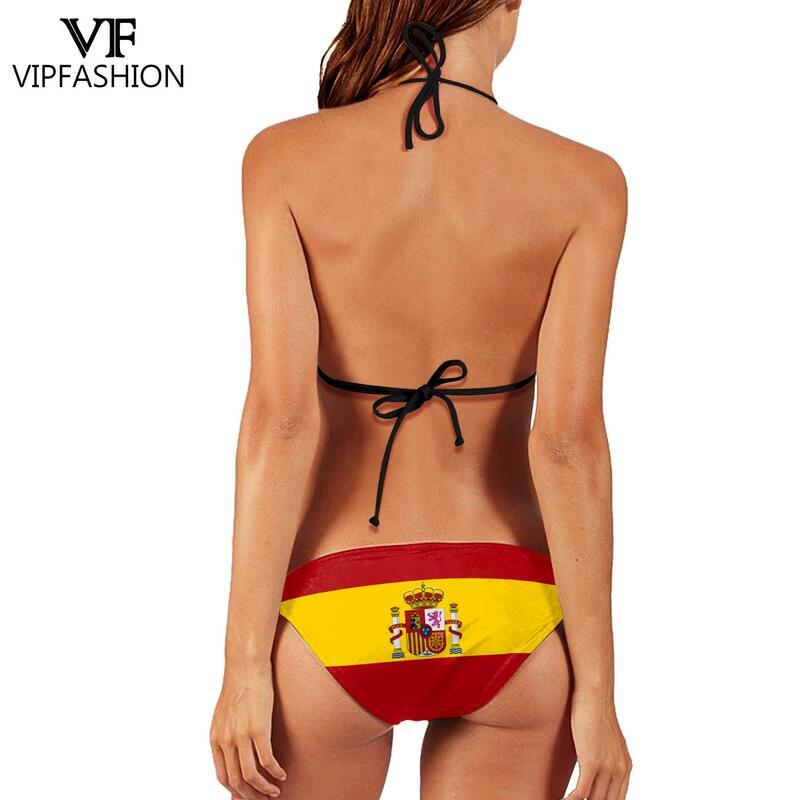 Vip Fashion 2024 Bikini Mujer Badmode Vrouwen Badpak Badmode 3d Spanje Vlag Bedrukt Bikini Set Zomer Strandkleding Badpakken