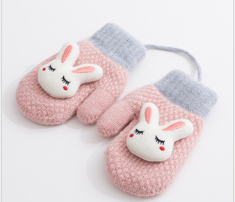 Gants pour enfants avec une forme de lapin mignon mignon tricoté en hiver
