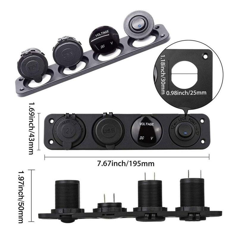 4 In 1 Modification Car Boat Switch Panel For 12 V~24V + Dual USB Socket Charge 5V 4.2A +LED Digital Voltmeter Switch Panel