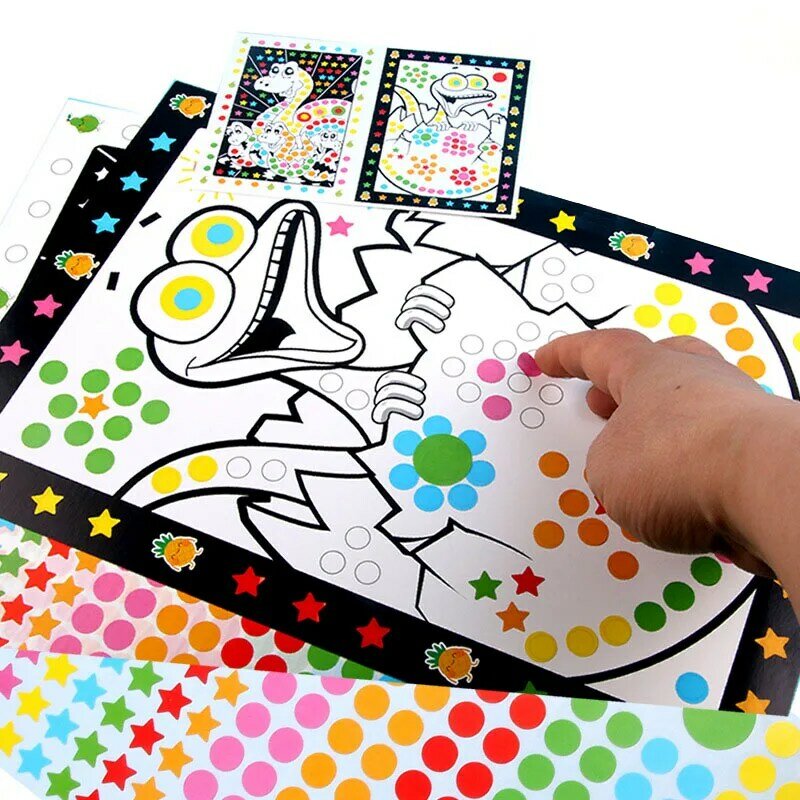 Engraçado quebra-cabeça Dot adesivos para crianças, Desenhos animados bonitos, Desenho animal, Adesivo mosaico, Brinquedos educativos precoces, Treinamento de paciência
