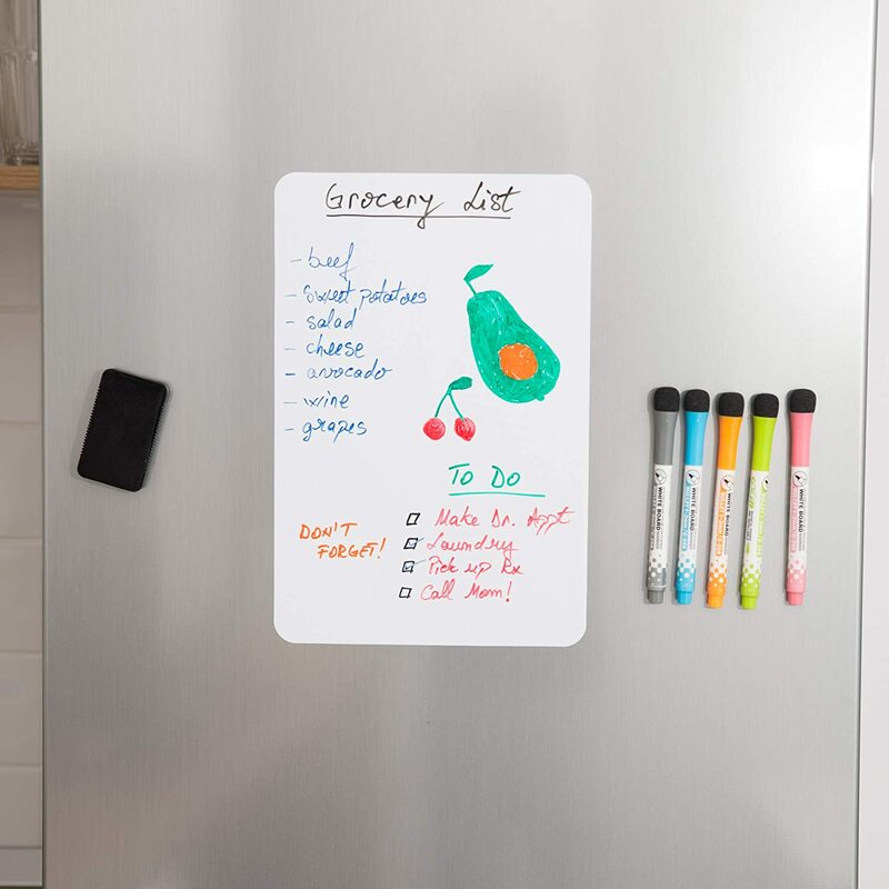 ไวท์บอร์ด Magnetic Dry Erase Board แม่เหล็กสีขาว Board สติ๊กเกอร์ตู้เย็นเขียนการสอนการวาดภาพ Memo ปฏิทินเด็ก Board A5ขนาด
