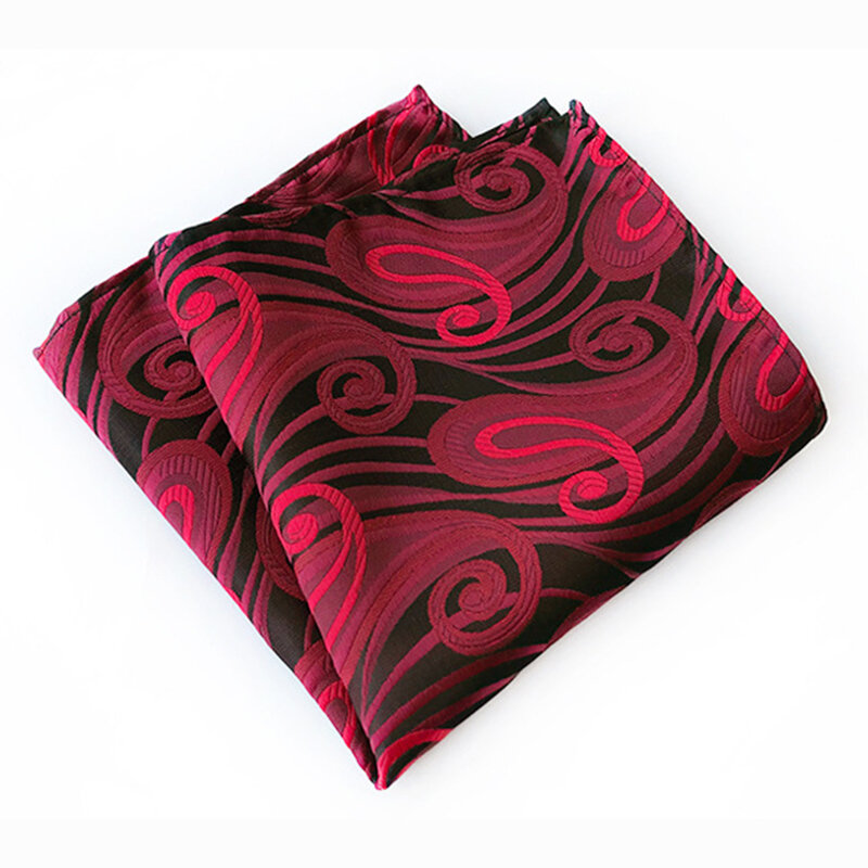 GUSLESON Men's Classic Red Purple Print Dot Silk Handkerchiefs Business Casual Square Pockets Wedding Hankies Gift for Man