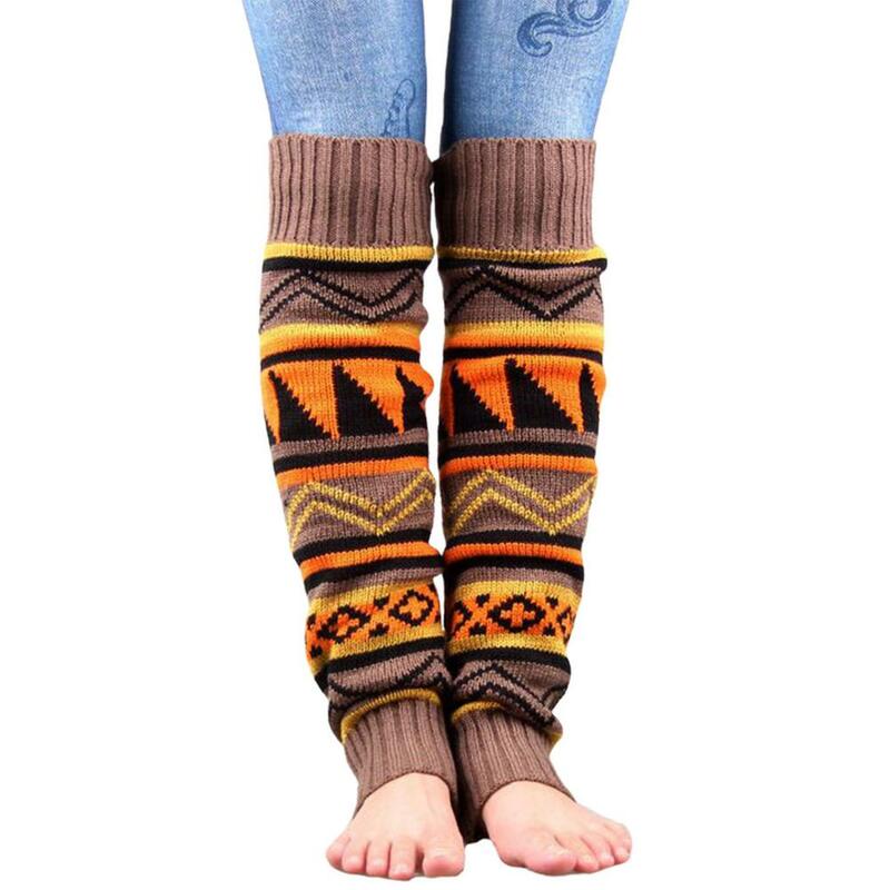 Chaussettes hautes en tricot pour femmes, chaussettes Boho sans pied, chauffantes au dessus du genou, chaussettes hautes pour filles, pour l'hiver