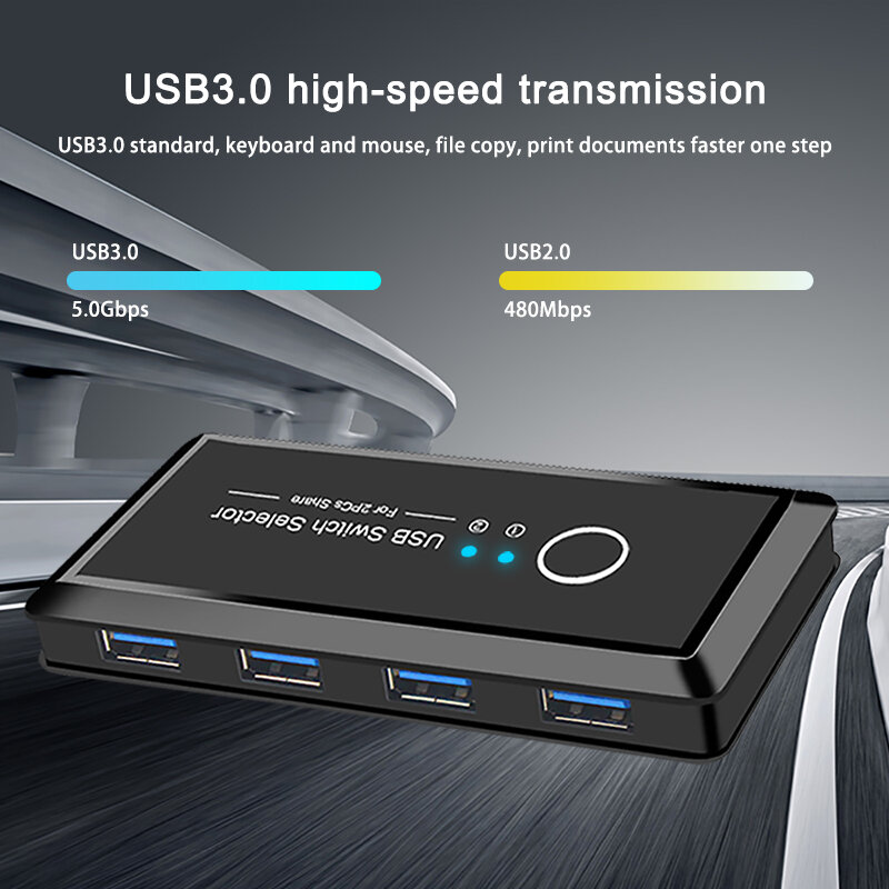 KVM Switch USB 3.0 2.0 USB KVM Switch With Extender For Keyboard Mouse Printer 2 PCs Sharing 4 Devices USB Switch Monitor USB