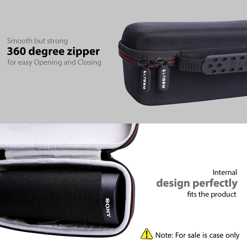 LTGEM Black EVA Hard Case untuk Sony SRS-XB23 Extra BASS Wireless Speaker
