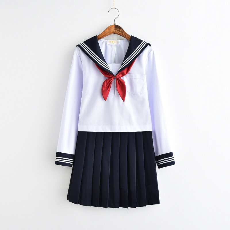 สีขาวชุดนักเรียนญี่ปุ่นClass Navy Sailorโรงเรียนเครื่องแบบนักเรียนเสื้อผ้าสำหรับสาวอะนิเมะCOSกะลาสีNavyชุด