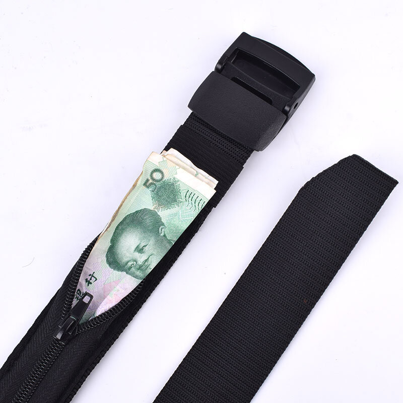 Cinturón antirrobo para viaje, billetera oculta para dinero, longitud de 120cm, ancho de 3,8 cm