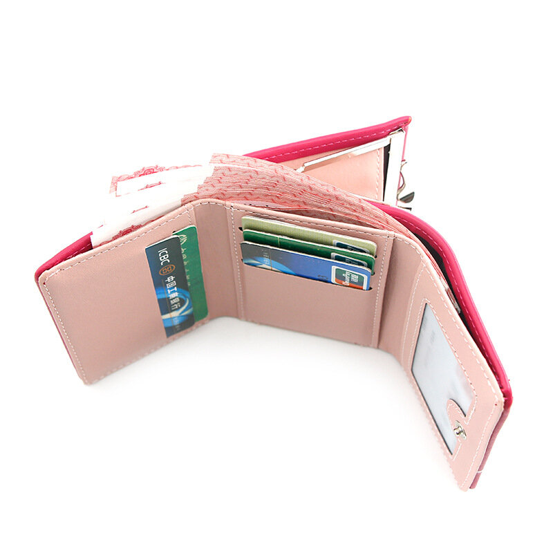 Модный женский кошелек из искусственной кожи с изображением Микки Мауса и Диснея, милая дизайнерская кредитница на защелке, короткий бумажник для женщин