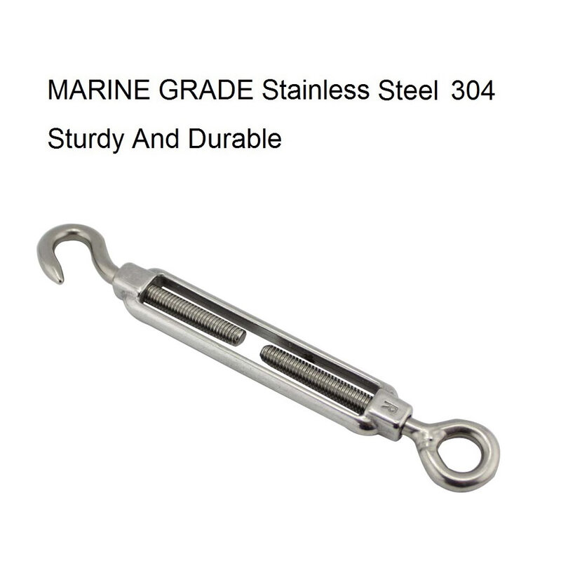 1PCS 304 Stainless Steel Turnbuckle Hook And Eye M4 M5 M6 M8 Marine Cable Raling Stainless Steel Hook And Eye Turnbuckles