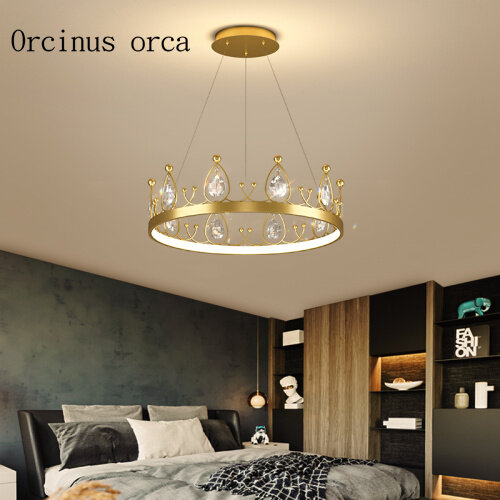 Luminária de luxo para sala de estar, estilo nórdico, atmosfera de iluminação criativa, moderna, simples, coroa, quarto, menina, lâmpada de princesa