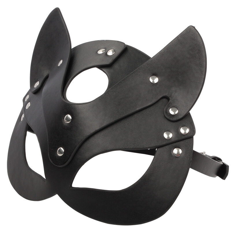 Porn Fetish Head Mask Whip BDSM Bondage Restraints PU Leather Cat Halloween Mask Roleplay Sex Toy For Men Women Cosplay Games