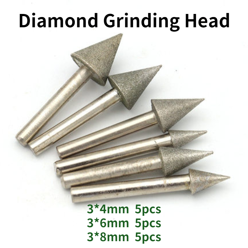 Strumenti per intaglio della giada/testa di molatura diamantata/strumenti per intaglio della giada triangolare/ago per molatura dell'ombrello da 3mm 6 Mm
