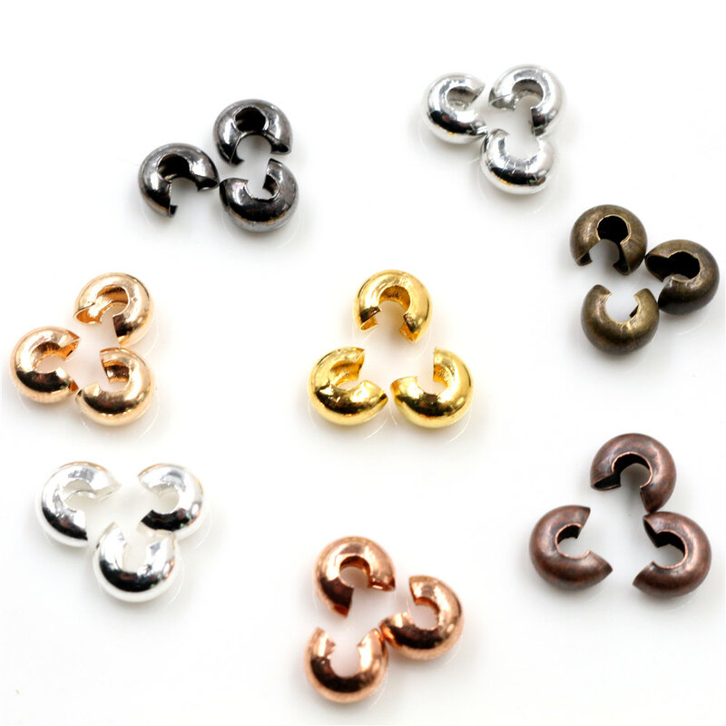 100 unids/lote redondo de cobre cubre crimpado final de 3 4 5mm tapón espaciador perlas para la fabricación de la joyería DIY resultados suministros