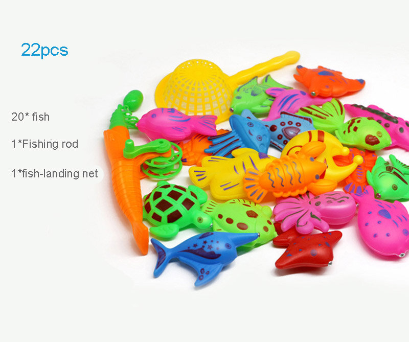 22pcs ตกปลาของเล่นน้ำของเล่นเด็ก Magnetic ปลาสระว่ายน้ำในร่มเด็ก Interactive ของเล่นเกม