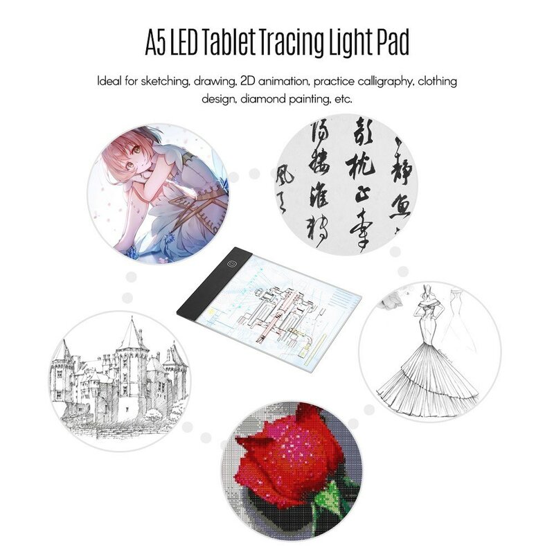 LED A5 Tablet graficzny podświetlana podkładka cyfrowy Tablet deska do kopiowania