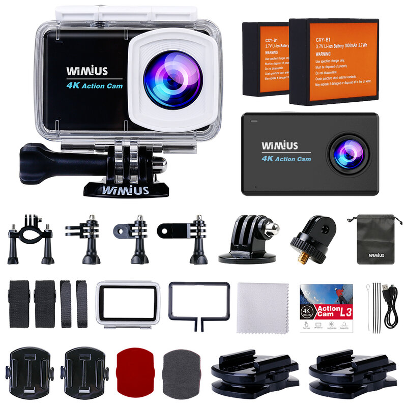 WIMIUS L3 WIFI 4K Sport Action Camera 16MP 170D Underwater Waterproof Bicycle Helmet Video Recording Cameras Sports Cam + Remote