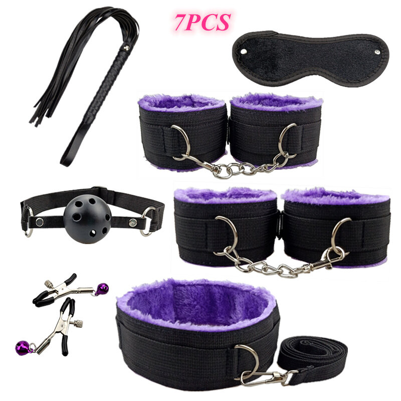 BDSM Kit Sex Toys for Couples Erotic Handcuffs Whip Sextoy Anal plug Vibrator Bondage Gear Adult Toys SM Products Sex toys
