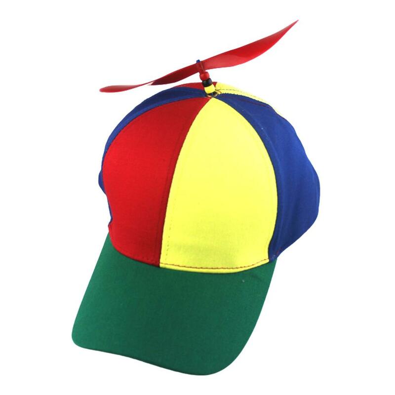 Topi Badut Helikopter-Topi Bola dengan Topi Baling-Baling Dapat Dilepas untuk Lingkar Kepala Anak Dewasa 53-57Cm