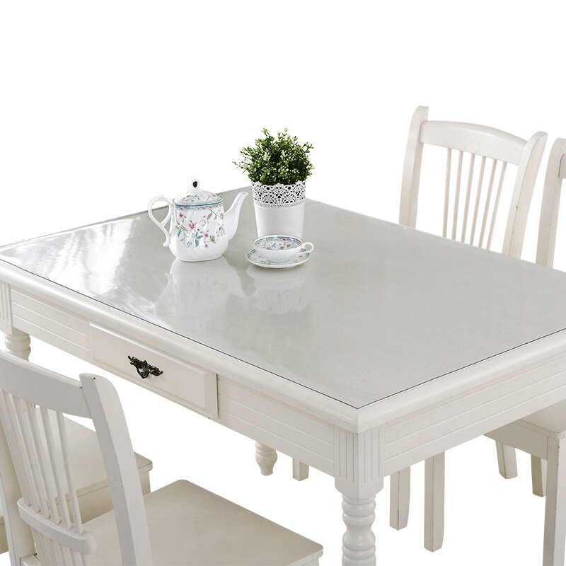 Nappe de table en PVC transparent conviviale ré, housse de protection, imperméable, motif de cuisine, nappe à l'huile, verre, tissu doux, 1.0mm