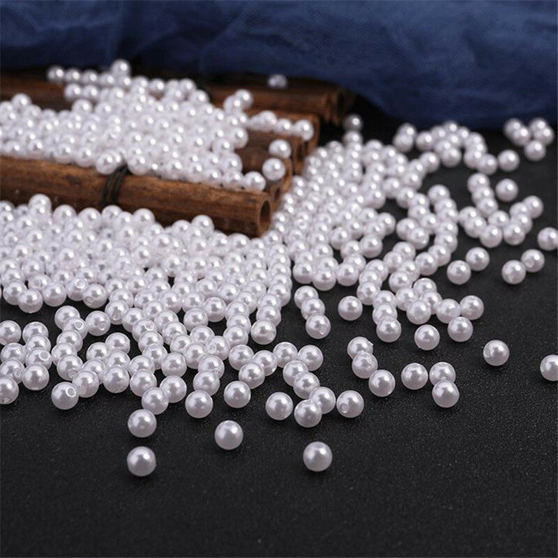 Wholesale 4/6/8/10/12mm ABS White Round Pearl Beads For Tassel Handmade Jewelry Accessories Making Imitation Garment Beads 20#44