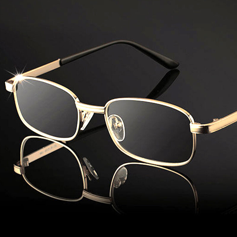 Kacamata Baca Lensa Kaca Asli Kacamata Presbyopic Bingkai Penuh Persegi Pria Wanita Kacamata Diopter Antigores + 1.5 2.0 2.5