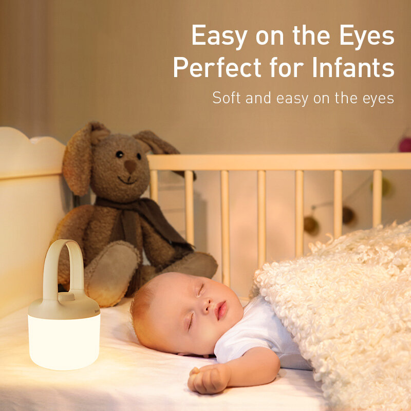 Baseus عكس الضوء LED ضوء الليل المحمولة USB مصباح قابل للشحن القراءة إضاءة ليد ليلية الجدول مصباح للأطفال السرير في الهواء الطلق