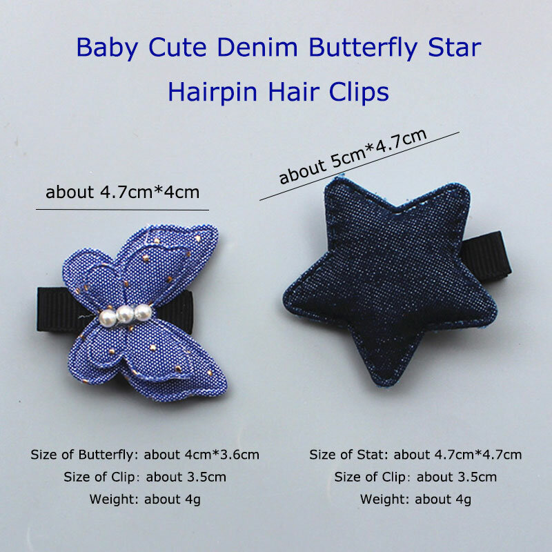 Nette Stil Baby Mädchen Denim Schmetterling Stern Haar Clips Kopfschmuck Kinder Tiara Haarnadeln All-inclusive Clip Kinder Haar Zubehör