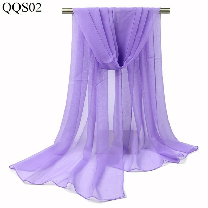 Женский чистый цветной шарф Шелковый креп-Жоржет, женские модные однотонные шарфы и накидки для путешествий, Женская пляжная шаль, оптовая продажа